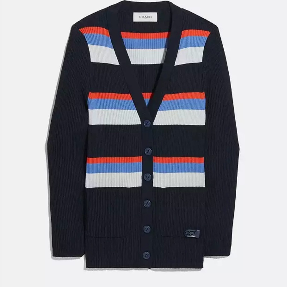 Coach ribbed striped cardigan